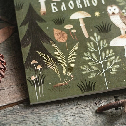 Блокнот «Совы на грибах», А5, 42 листа, зелёный, фото 3.