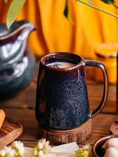 Скандинавская кружка ручной работы VELES «Полночь Волшебства», фарфор, 350 мл