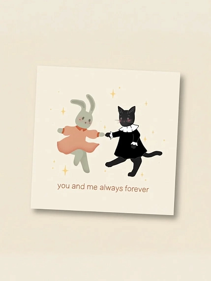 Открытка Сорокина.вижн «You and me always forever», 10 x 10 см, фото 1.
