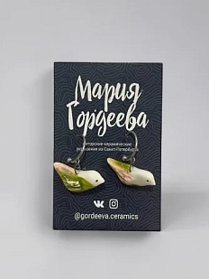 Серьги Мария Гордеева «Птички», керамика, зелёные