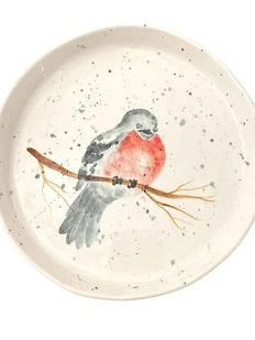 Тарелка ручной работы Верба керамика «Снегирь», керамика, 19 см