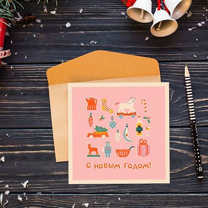 Набор открыток ретро на Новый год №4, 3 шт., фото 6.