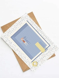 Открытка «Девушка в бассейне», А6