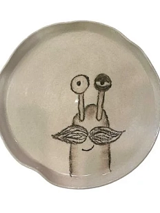 Тарелка ручной работы «Улитка с усами», керамика, 15 см