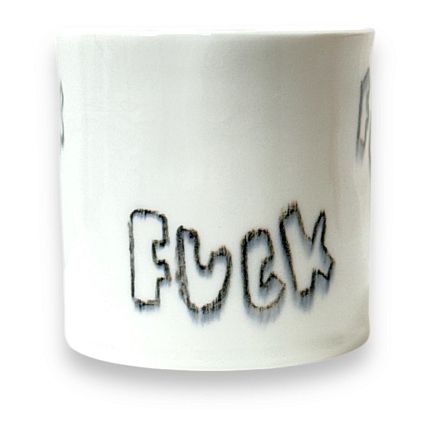 Стакан ручной работы «F**k», бело-чёрный, фарфор, 200 мл, фото 1.