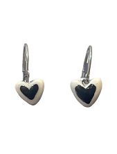 Серьги-кольца Мария Гордеева «Сердечки», керамика, чёрно-белые