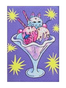 Картхолдер Валя Карнавалова «Котик-мороженка», фиолетовый, двусторонний, ПВХ