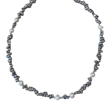 Чокер из гематита с жемчугом, фото 3.