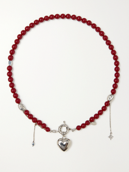 Колье ручной работы «Burgundy», рубеллит, родированная латунь, фото 2.