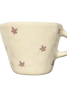 Чашка для чая ручной работы Незабудки сиреневые, керамика, 250 мл