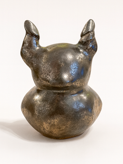 Керамическая фигурка Уточка с рогами, металлик, 7 см, фото 1.