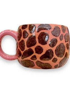 Кружка ручной работы «Жираф», розово-коричневая глянцевая, керамика