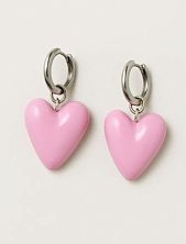 Серьги-конго Радость Рядом Сердечки, полимерная глина, розовые