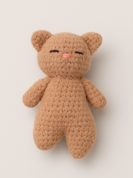 Игрушка ручной работы «Котёнок» плюшевый, тёмно-розовый, фото 1.