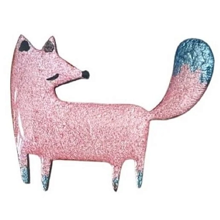 Брошь ручной работы «Лисица», розовая, дерево, фото 1.