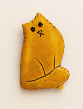 Брошь ручной работы Екатерина Юдо «Коричневый кот №2», керамика