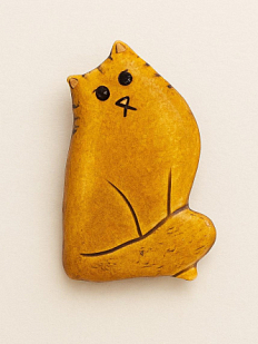 Брошь ручной работы «Коричневый кот №2»