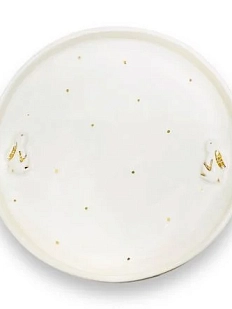 Тарелка Анна Герман с бортиками ручной работы «Зайки», белая, фарфор, 14 см