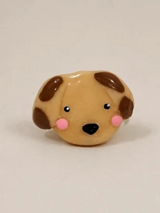 Кольцо ручной работы Радость Рядом «Собачка», коричневое, полимерная глина, незамкнутое