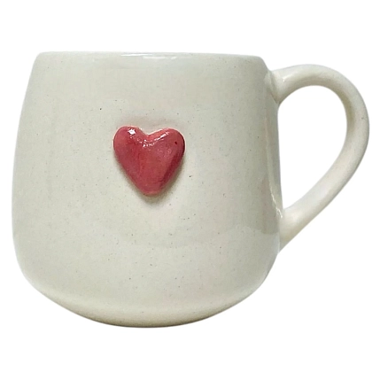 Кружка ручной работы Катя Вебер с сердечком, белая, керамика, 250 мл, фото 1.