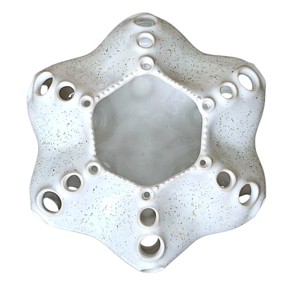 Подсвечник ручной работы «Морской ёж», 16 см, белый, керамика, фото 1.