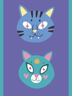 Обложка на паспорт Валя Карнавалова «Два кота», фиолетовая, ПВХ