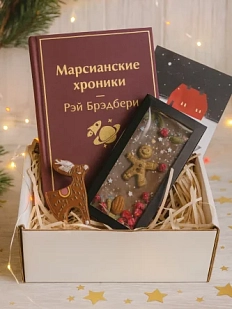 Подарочный набор на Новый год с книгой «Марсианские хроники», ёлочной игрушкой и шоколадом