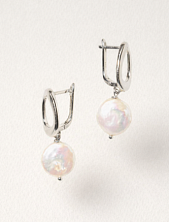 Серьги-конго «Old Money. Silver», родированная латунь, перламутр