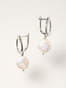 Серьги-конго «Old Money. Silver», родированная латунь, перламутр