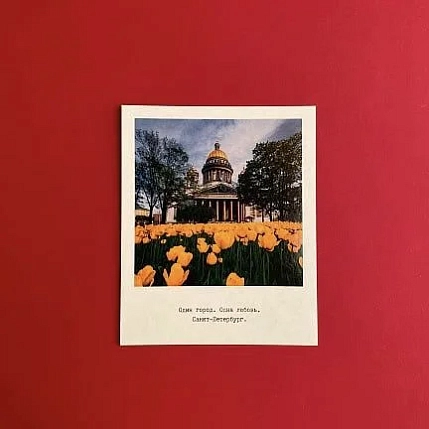 Открытка Подписные изделия «Исаакиевский собор, тюльпаны. Фото полароид», фото 2.