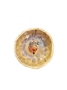 Пиала ручной работы Клубника, бежевая, керамика, 8,5 см