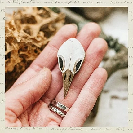 Деревянная брошка «Птичий череп», фото 3.