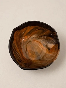 Глубокая тарелка ручной работы с разводами Кафель «Капучино», чёрно-коричневая, керамика, 700 мл