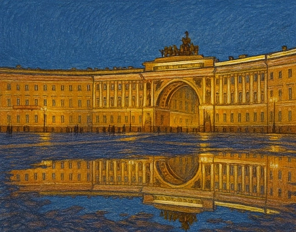 Обложка на студенческий билет DARI DARI «Ночная Дворцовая площадь», экокожа, фото 1.