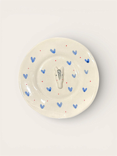 Тарелка ручной работы с фигуркой Лошадка, серо-синяя, полуфарфор, 20,5 см