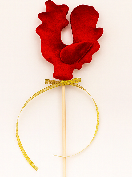 Волшебная палочка «Петушок», бархатная, красная, фото 1.