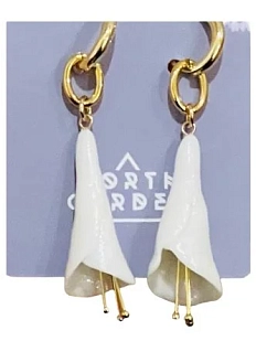 Серьги-конго ручной работы с подвесками «Колокольчики», фарфор