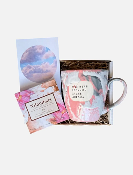 Подарочный набор на 8 марта с розовой кружкой «Х** меня сломишь» и шоколадом, фото 1.