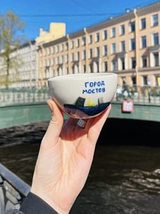 Кружка ручной работы сувенирная «Город мостов», керамика, 180 мл