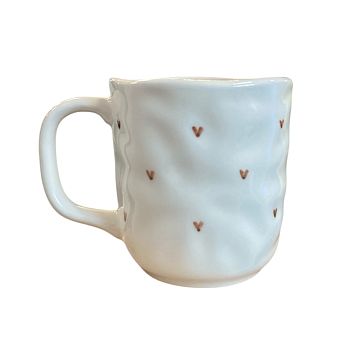 Кружка ручной работы Ким керамика с росписью Зайка в жабо с коричневыми сердечками, фарфор, 350 мл, фото 3.