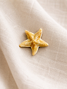 Брошь ручной работы Bulygin «Морская звезда», фарфор, бело-золотистая, превью фото 2