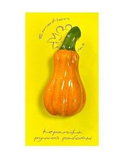 Брошь ручной работы «Длинная тыква», керамика, оранжевая