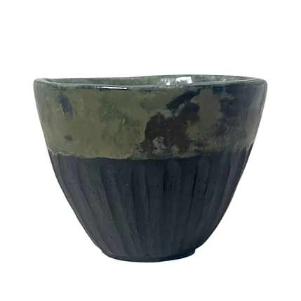 Стакан ручной работы с разводами, тёмно-зелёный, керамика, 100 мл, фото 1.