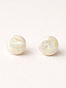 Серёжки-гвоздики «Круги», фарфор, белые перламутровые, превью фото 2