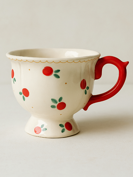 Кружка ручной работы «Винтажная с брусникой», полуфарфор, 250 мл, фото 1.
