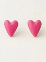 Серёжки-гвоздики Радость Рядом Сердечки, полимерная глина, розовый, превью фото 1