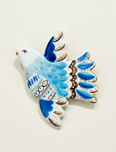 Брошь ручной работы Полина Гузеева «Птичка», сине-зелёная, фарфор