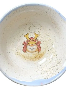 Блюдце ручной работы Керемет «Самурай сиба-ину», голубое, керамика, 12 см