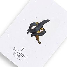 Брошь ручной работы Bulygin «Банан», фарфор, чёрно-золотистая
