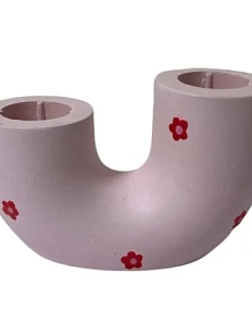 Подсвечник ручной работы роспись цветочек «Рогалик», розовый